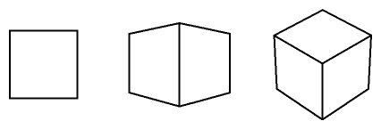 [3 views of a cube]